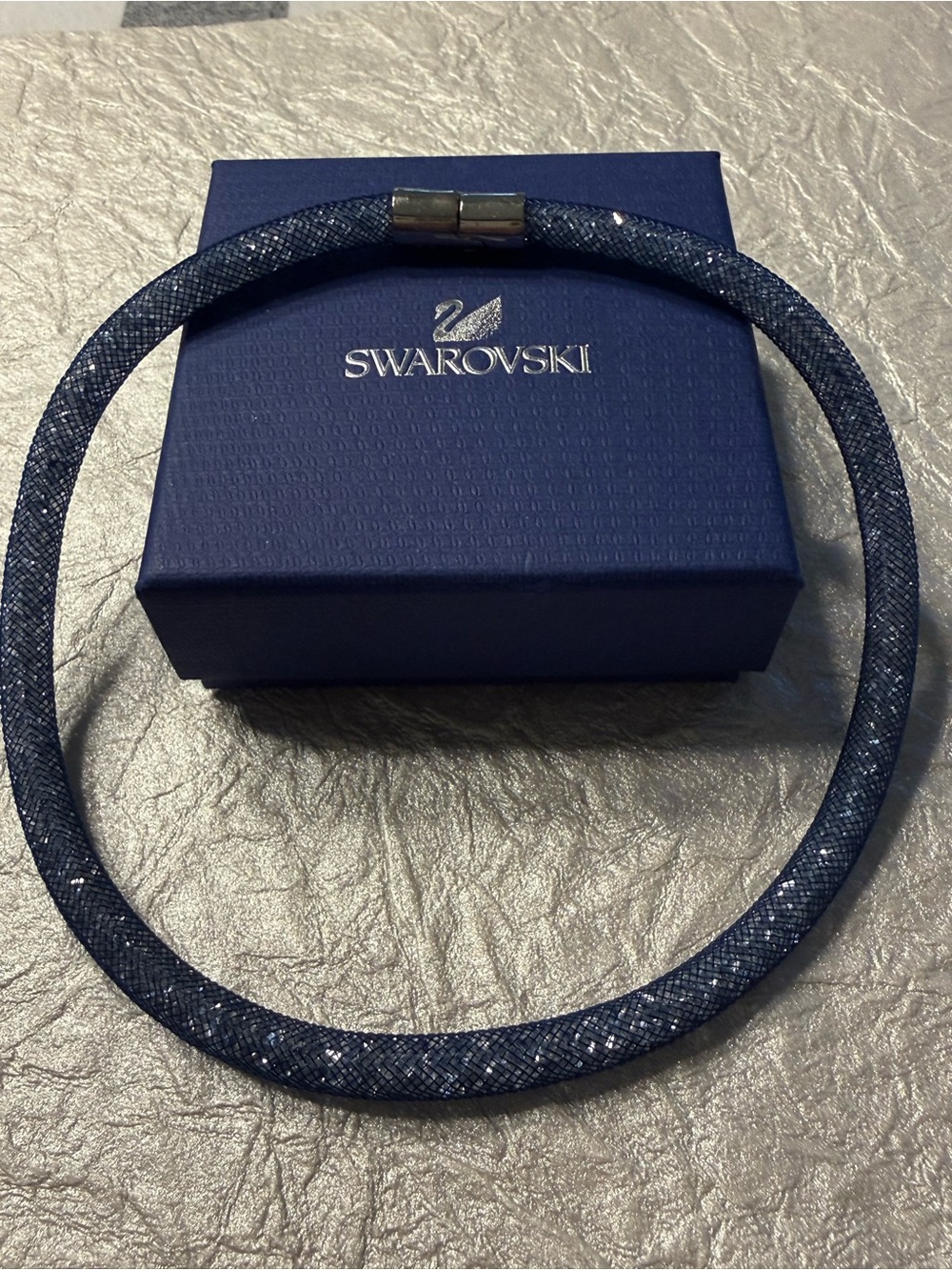 Swarovski Navy Blue Sparkle Tubular Necklace